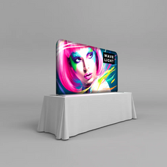7ft wave light table top display on a gray background. 